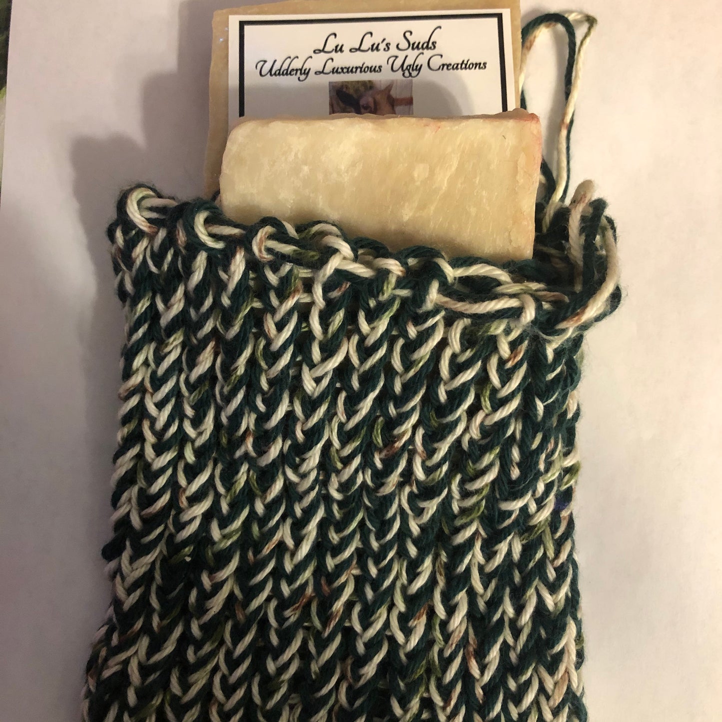 Soap Bag 100% Cotton Hand Knitted Forest & Woods