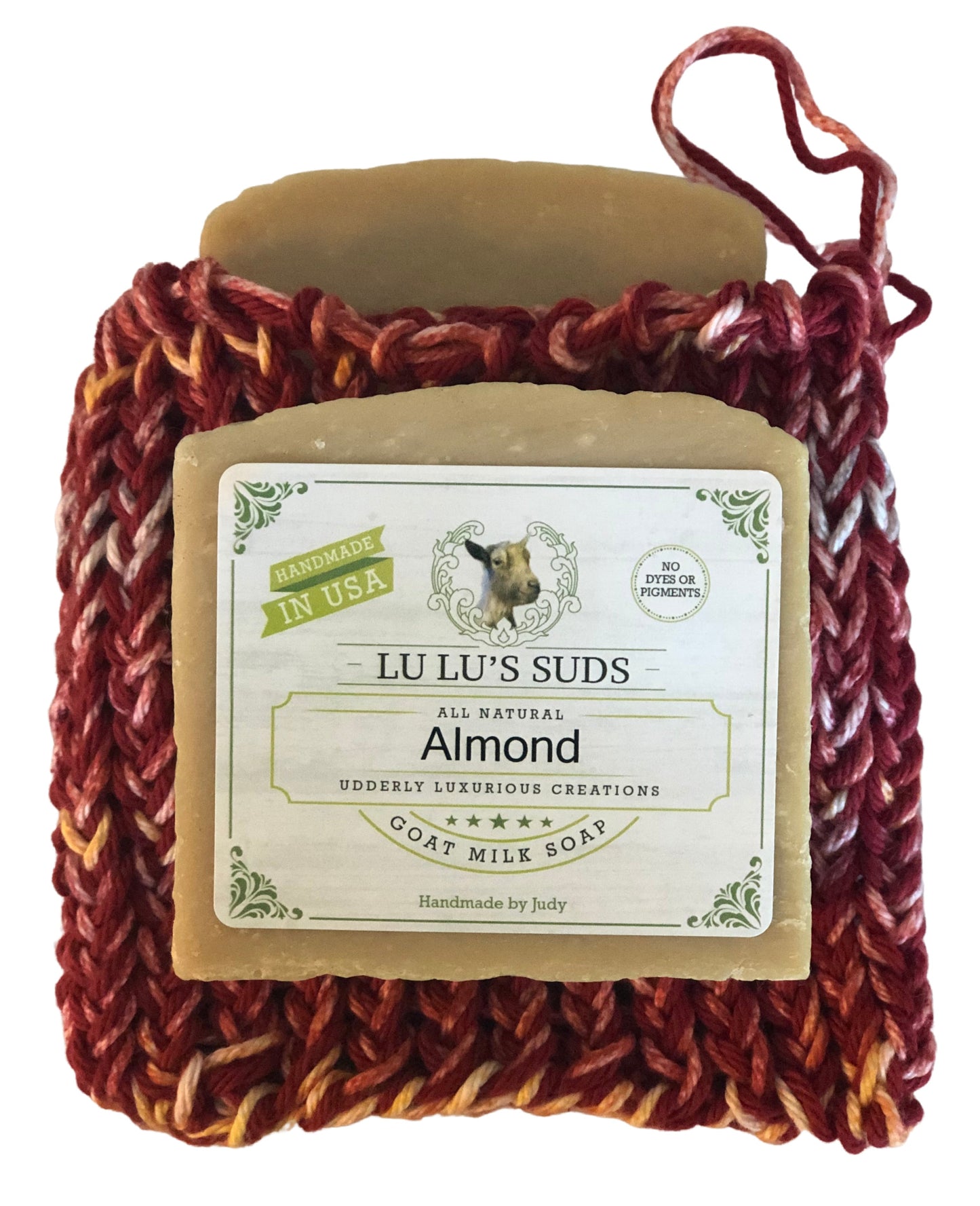 Soap Bag 100% Cotton Hand Knitted Harvest & Burnt Siena