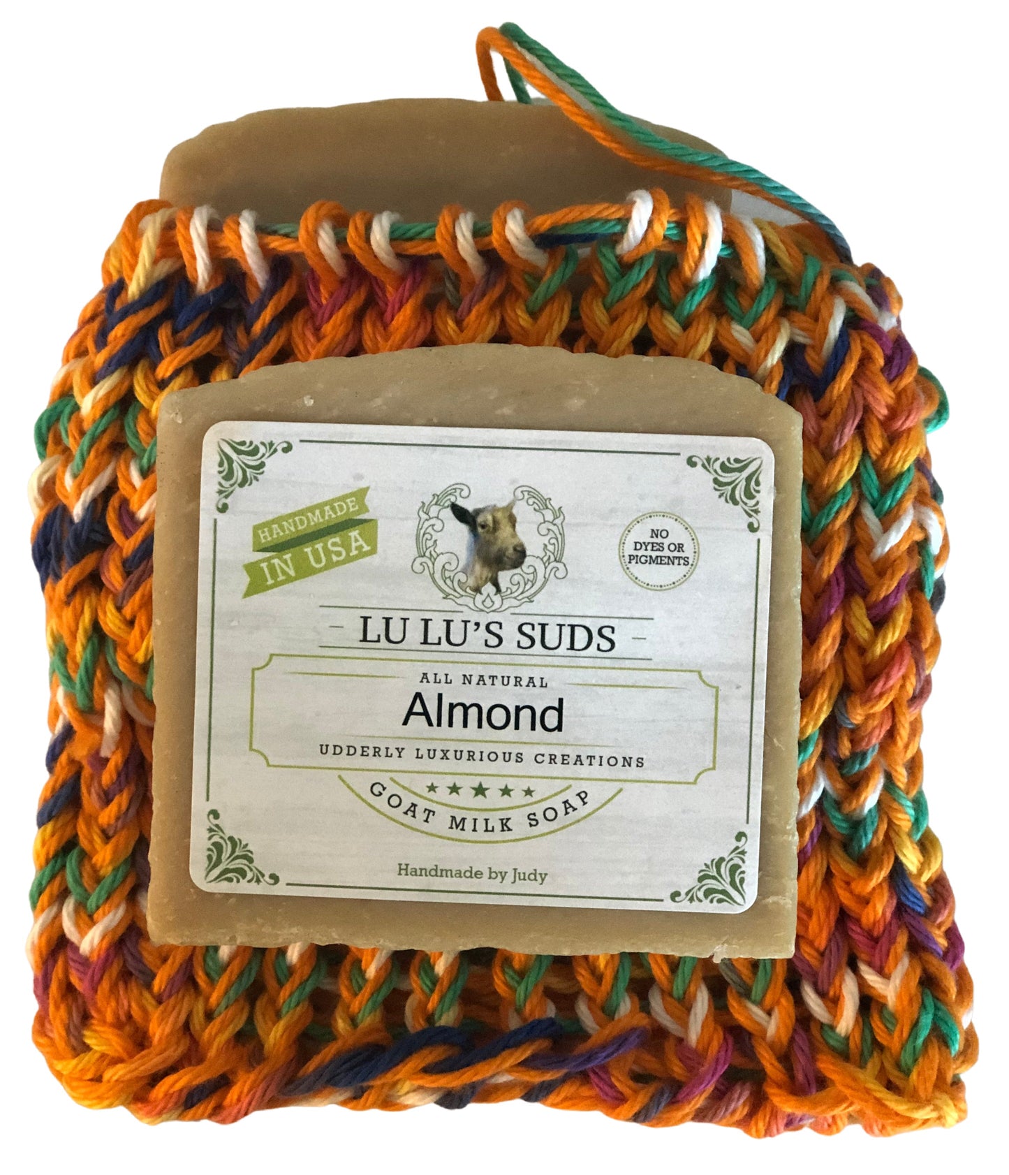 Soap Bag 100% Cotton Hand Knitted Sunshiny & Glowing